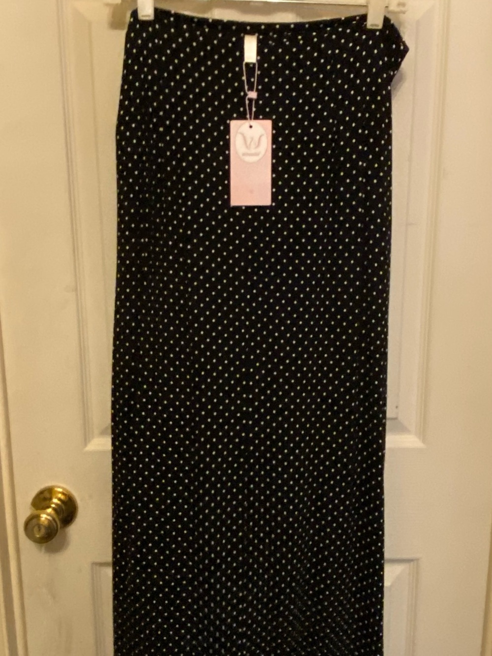 Amazon Black Maxi Skirt with White Polka Dots